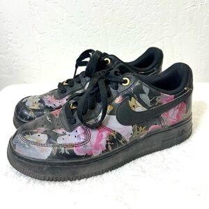 Nike AIR FORCE 1 LOW 'FLORAL' Black Size 7 Women’s AO1017 002